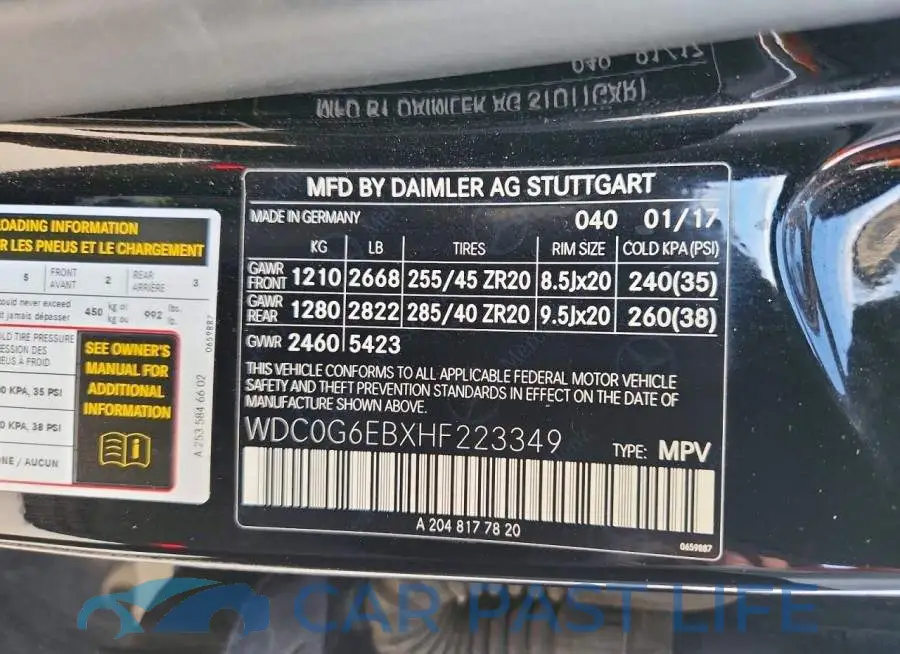 WDC0G6EBXHF223349# 13