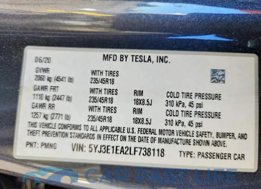 5YJ3E1EA2LF738118# 12
