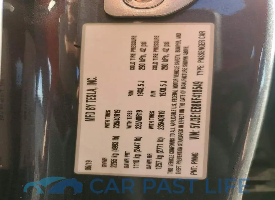5YJ3E1EB8KF418549# 12