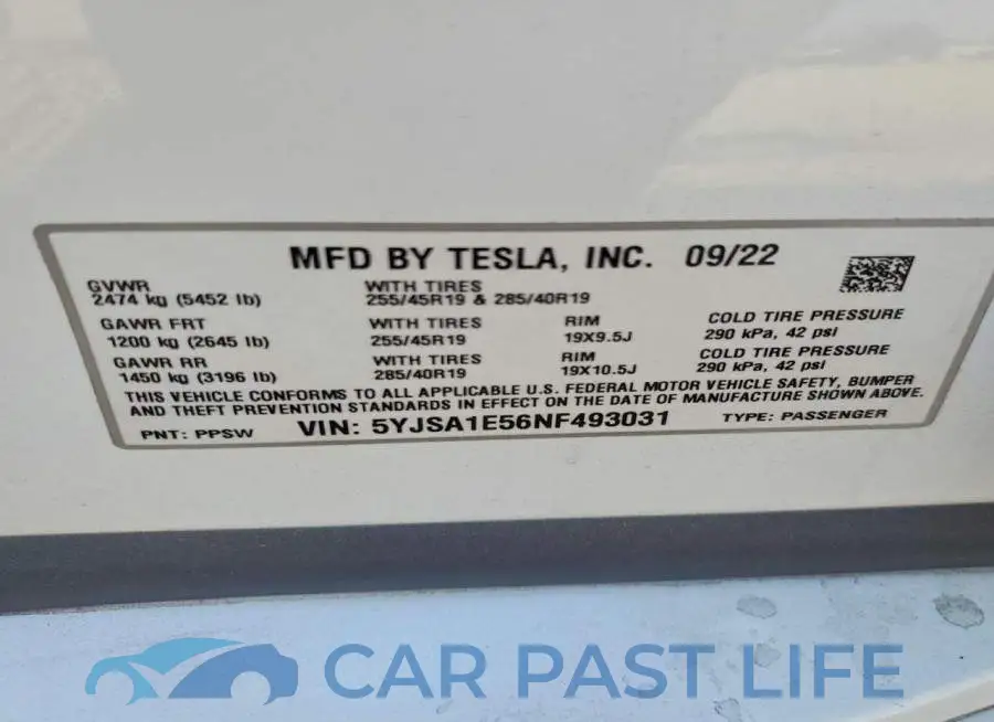 5YJSA1E56NF493031# 12