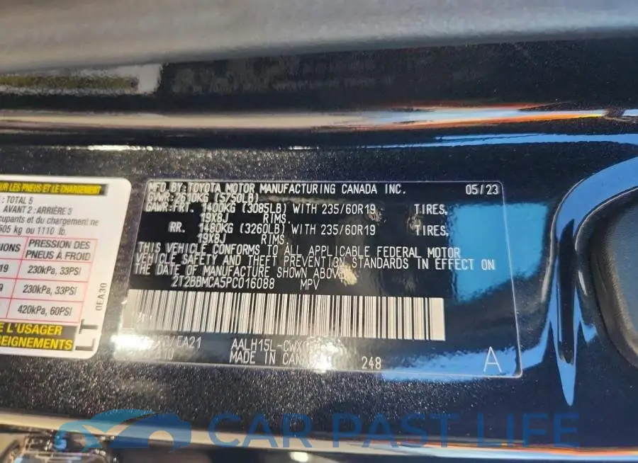 2T2BBMCA5PC016088# 12