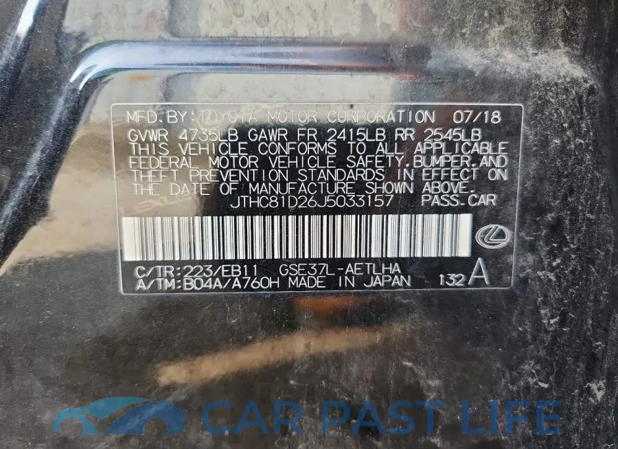 JTHC81D26J5033157# 12