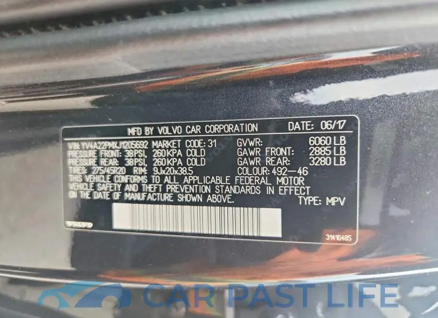 YV4A22PMXJ1205692# 14