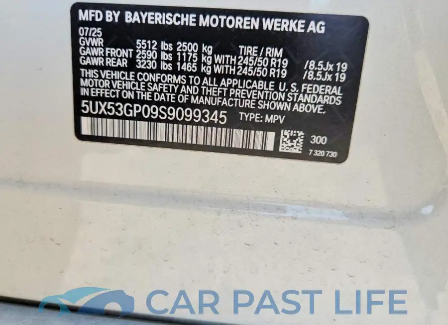 5UX53GP09S9099345# 12