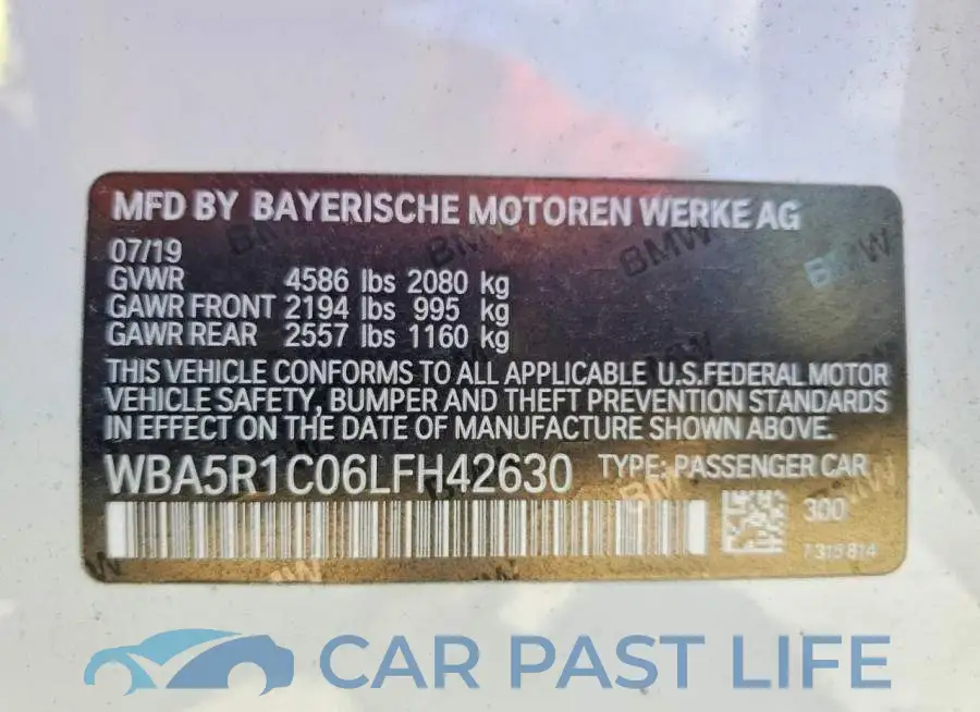WBA5R1C06LFH42630# 12