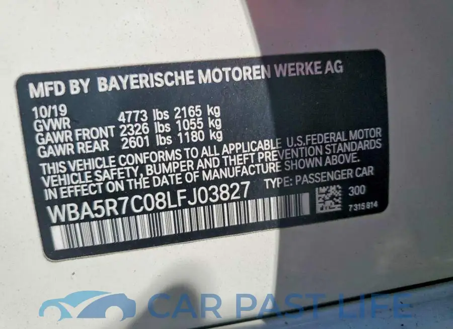 WBA5R7C08LFJ03827# 12