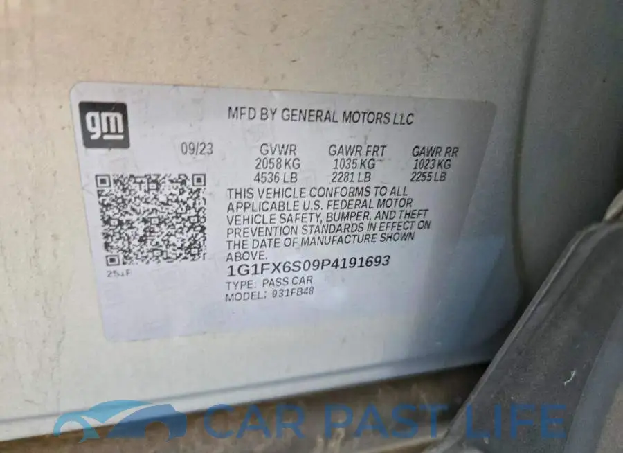 1G1FX6S09P4191693# 12