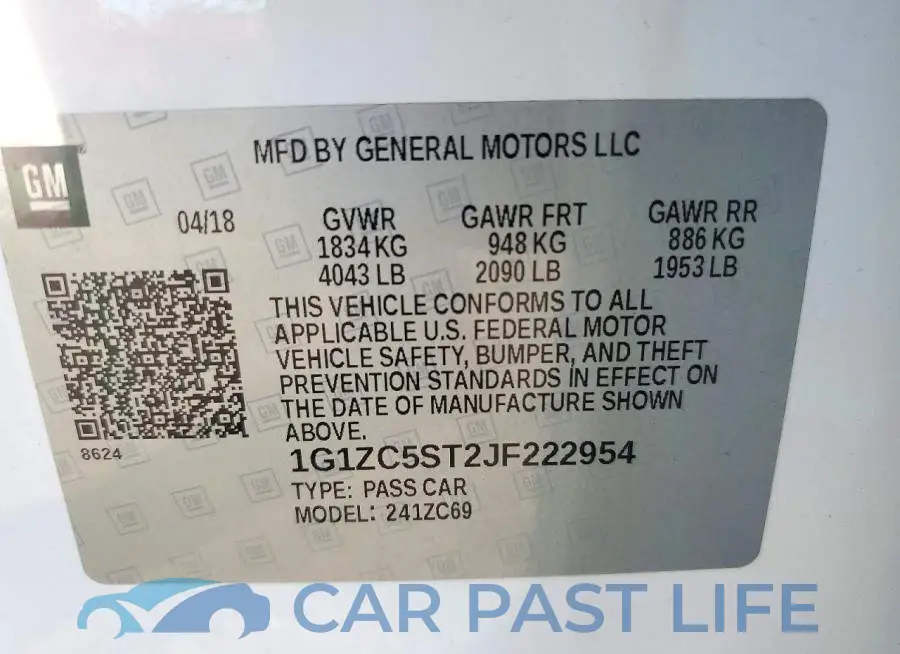 1G1ZC5ST2JF222954# 13