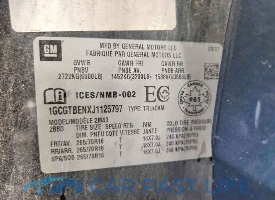 1GCGTBENXJ1125797# 12