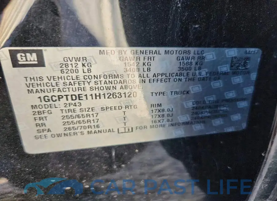 1GCPTDE11H1263120# 12
