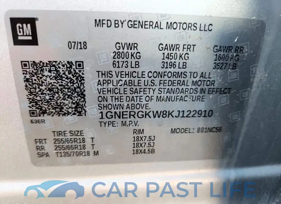1GNERGKW8KJ122910# 13