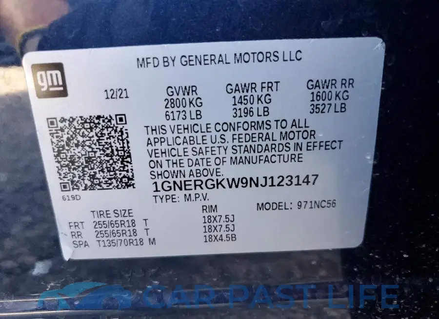 1GNERGKW9NJ123147# 14