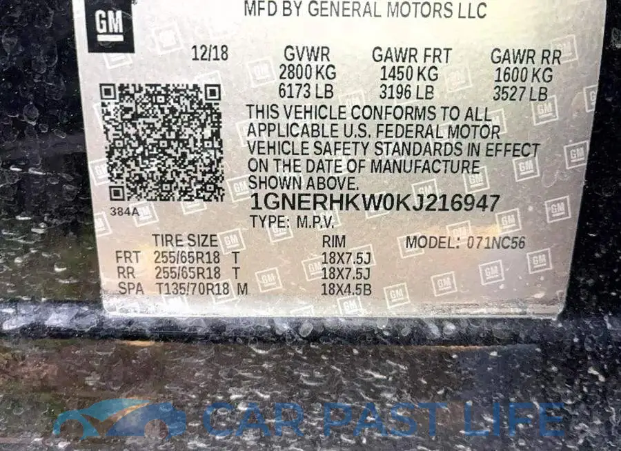 1GNERHKW0KJ216947# 13