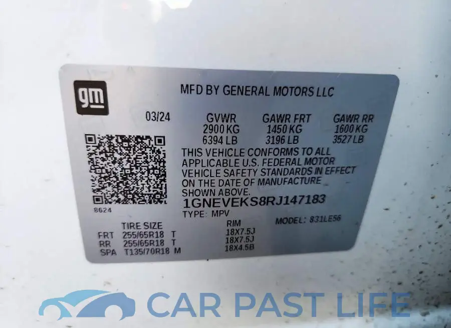 1GNEVEKS8RJ147183# 14
