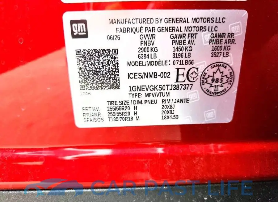 1GNEVGKS0TJ387377# 12