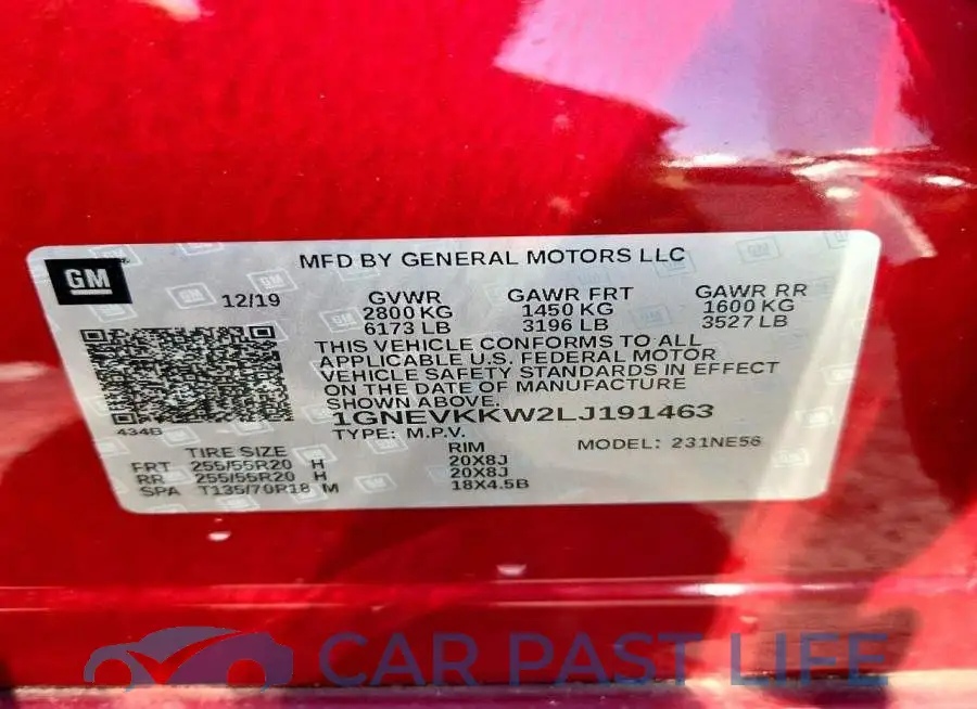 1GNEVKKW2LJ191463# 14