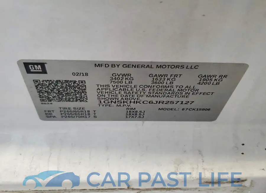 1GNSKHKC6JR257127# 13