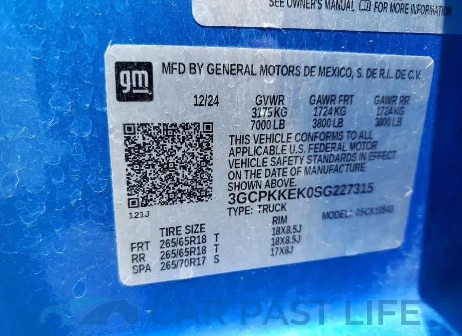3GCPKKEK0SG227315# 13
