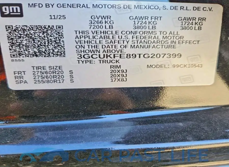 3GCUKFE89TG207399# 12