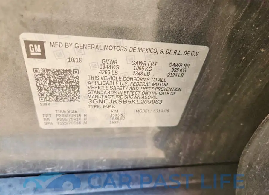 3GNCJKSB5KL209963# 13