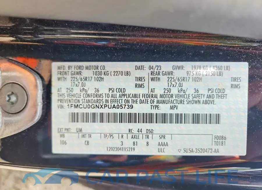 1FMCU0GNXPUA05739# 13