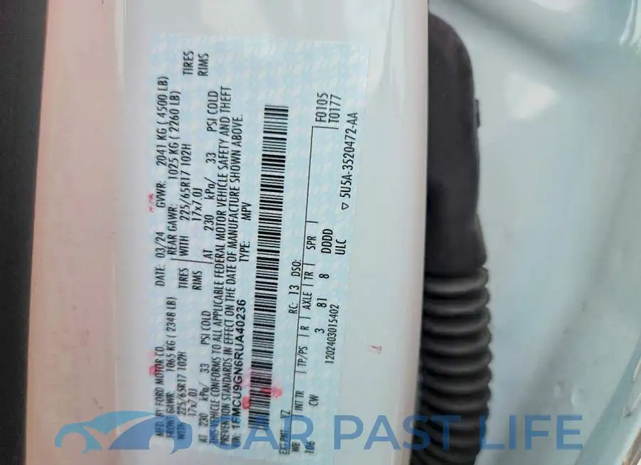 1FMCU9GN6RUA40236# 13