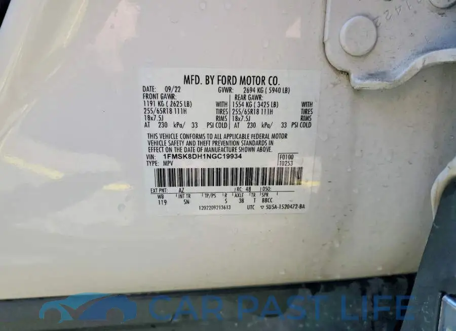 1FMSK8DH1NGC19934# 13