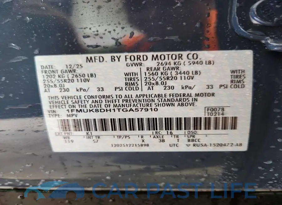 1FMUK8DH1TGA57910# 13