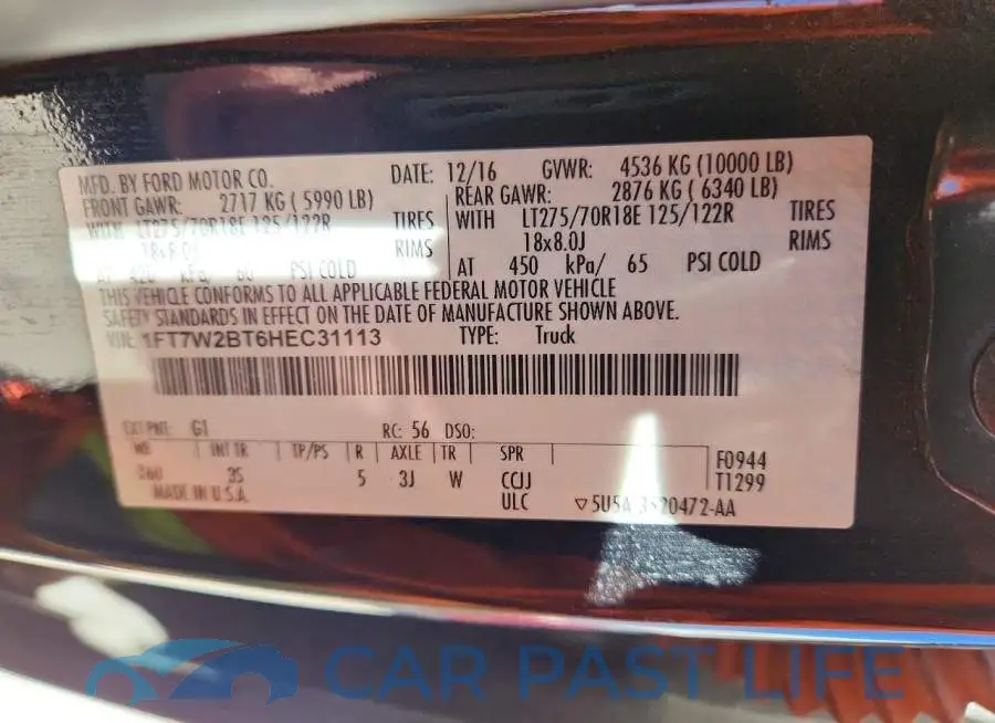 1FT7W2BT6HEC31113# 12