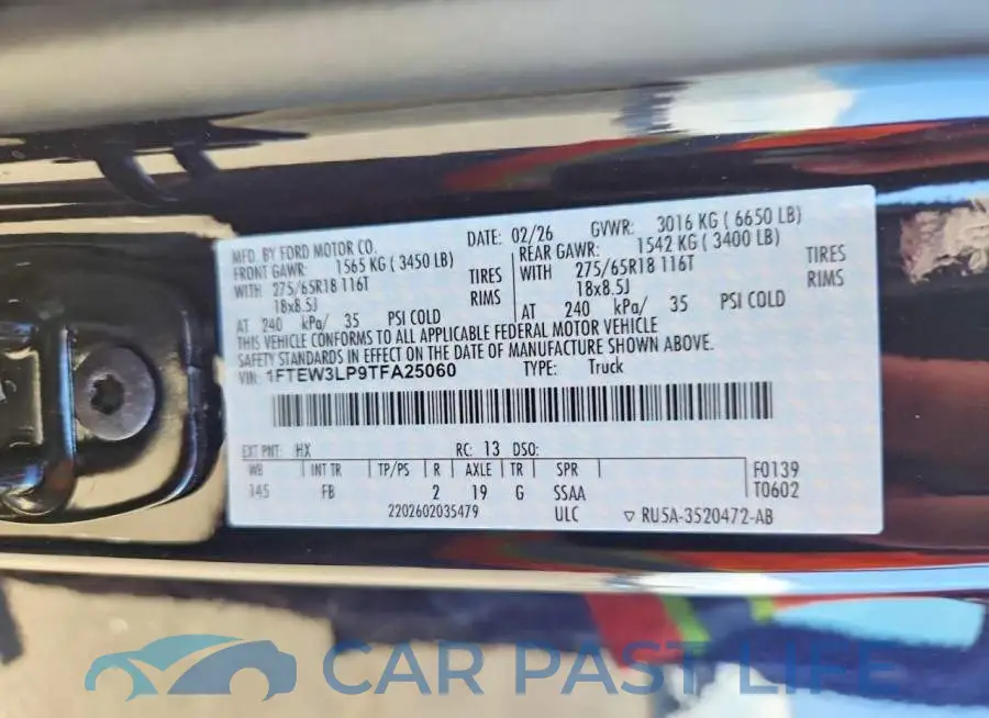 1FTEW3LP9TFA25060# 12