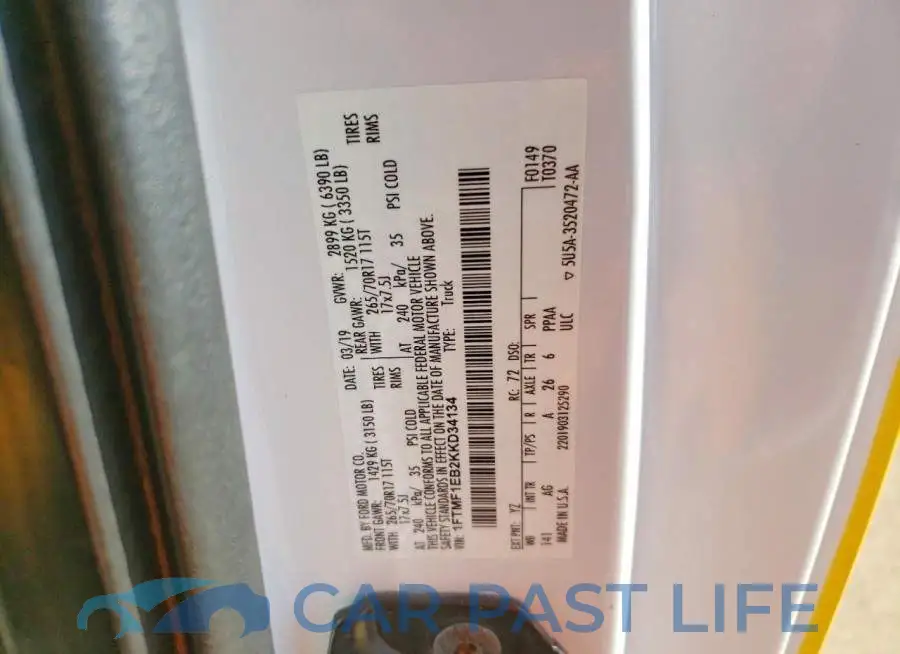 1FTMF1EB2KKD34134# 12