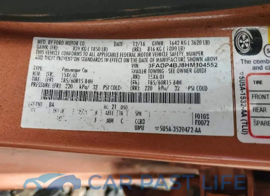 3FADP4BJ8HM104552# 12