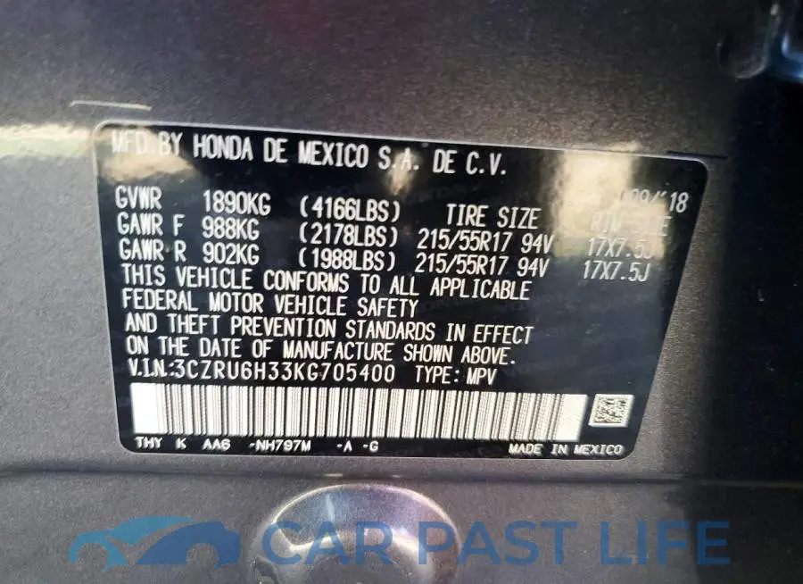 3CZRU6H33KG705400# 12