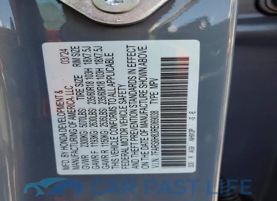 7FARS6H83RE069038# 13