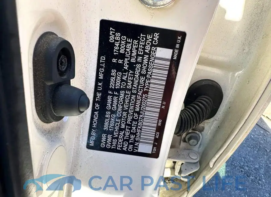 SHHFK8G78JU200275# 10