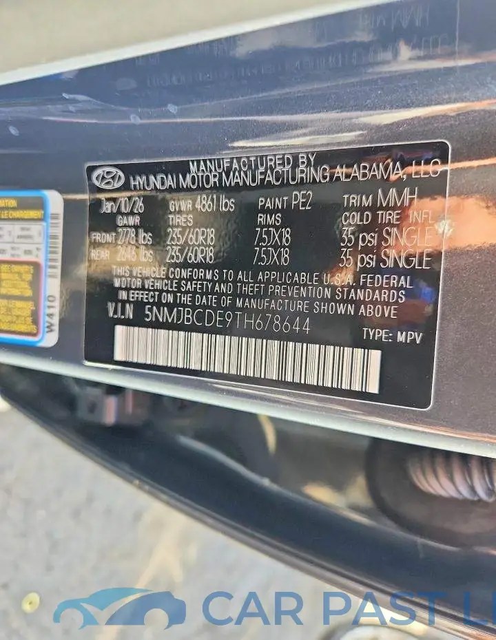 5NMJBCDE9TH678644# 12