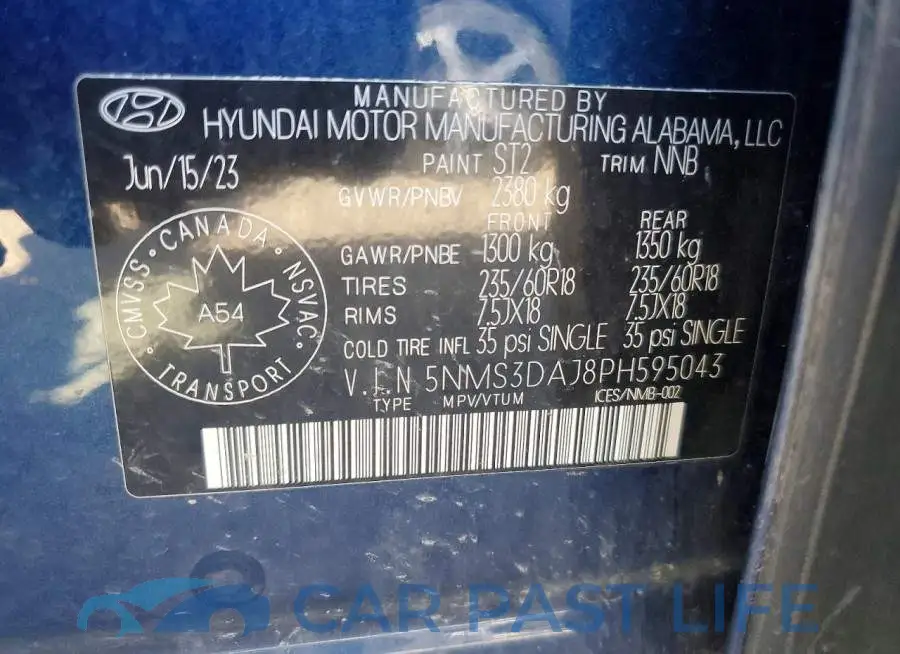 5NMS3DAJ8PH595043# 13