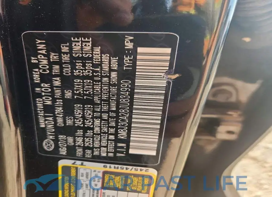 KM8J3CA28JU834990# 13
