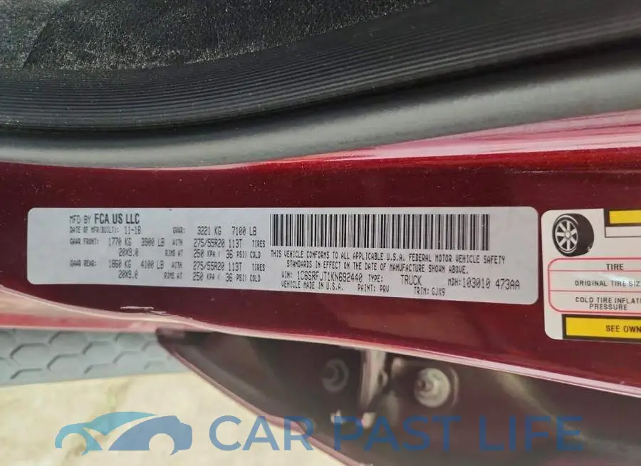 1C6SRFJT1KN692440# 12