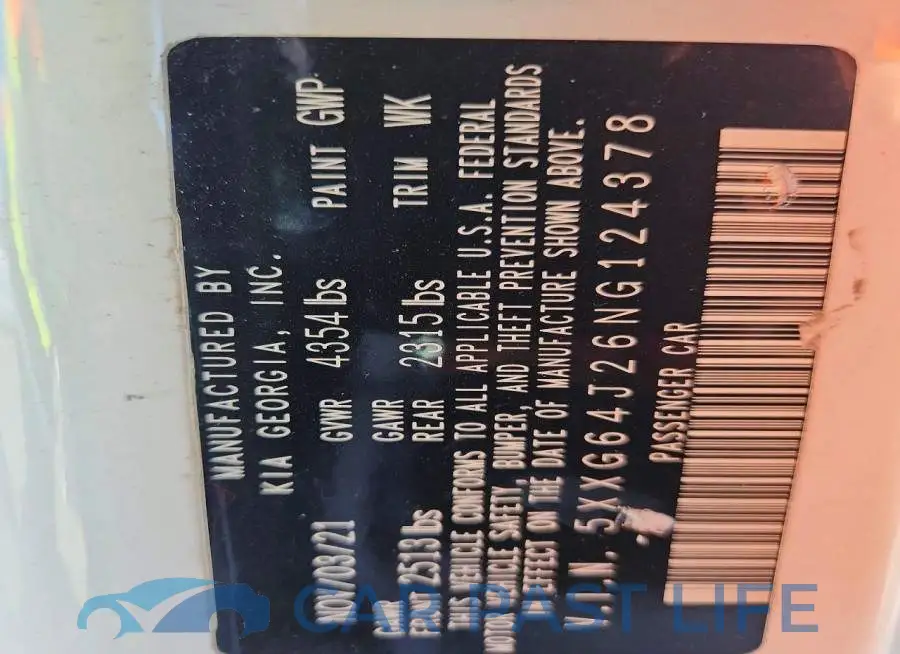 5XXG64J26NG124378# 13