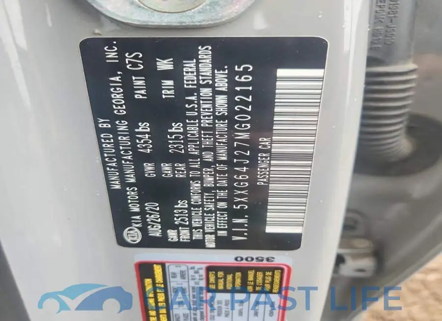 5XXG64J27MG022165# 12