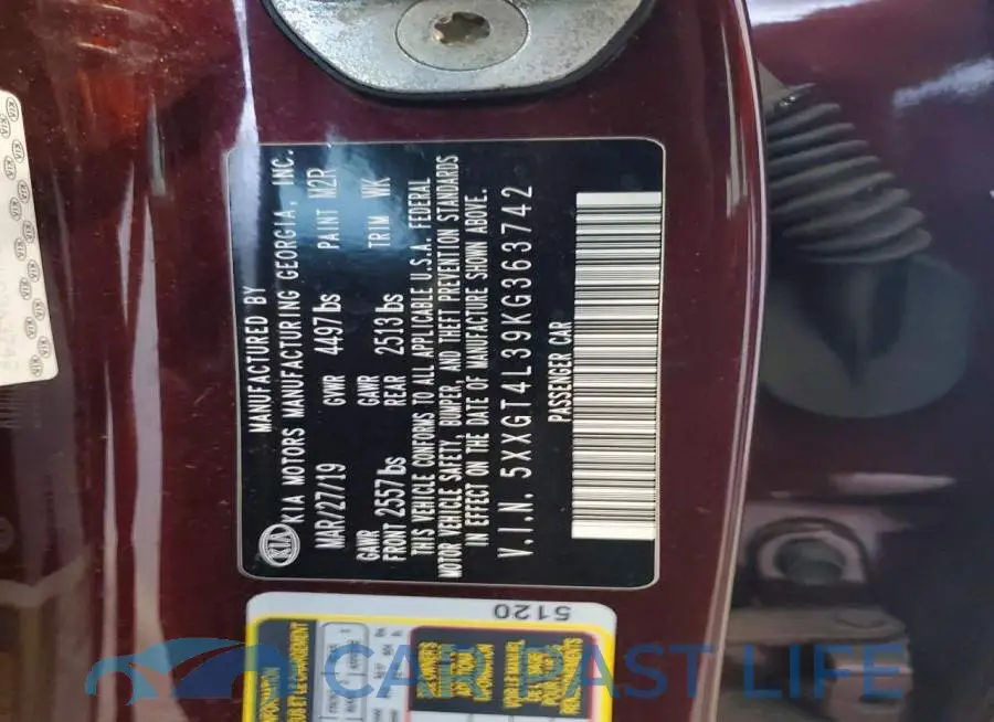 5XXGT4L39KG363742# 12