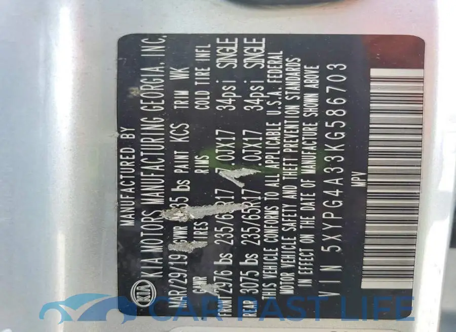 5XYPG4A33KG586703# 12