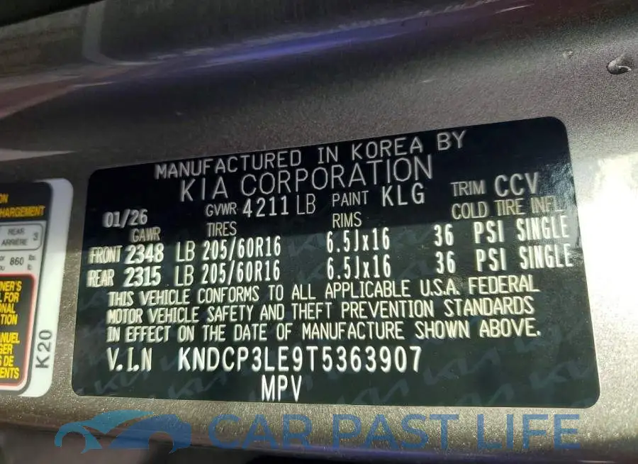 KNDCP3LE9T5363907# 12