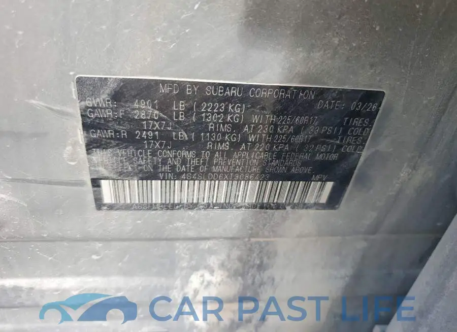 4S4SLDD6XT3086423# 13