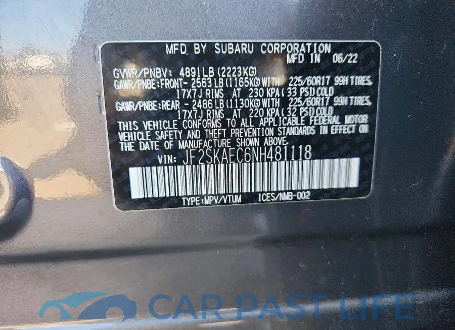 JF2SKAEC6NH481118# 12