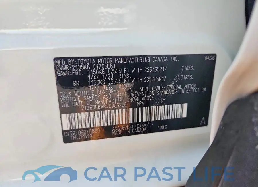 2T36DRBV8TC005296# 13