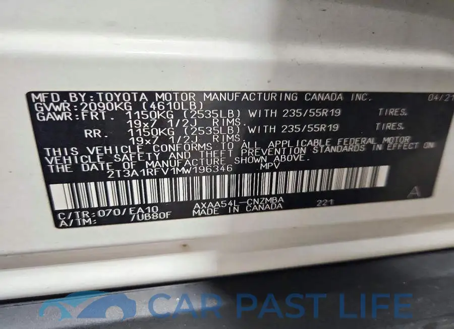 2T3A1RFV1MW196346# 12
