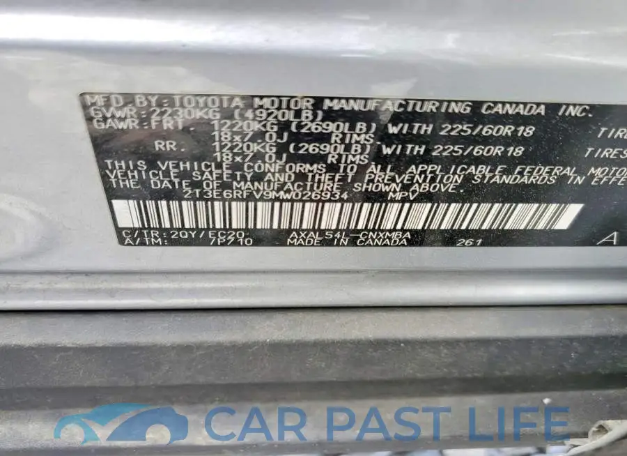 2T3E6RFV9MW026934# 13