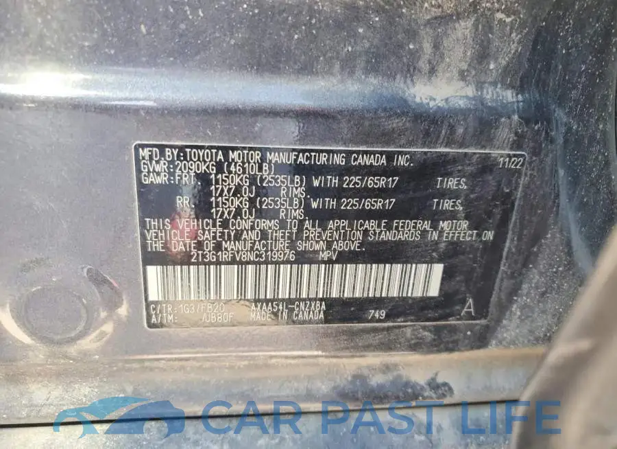 2T3G1RFV8NC319976# 13